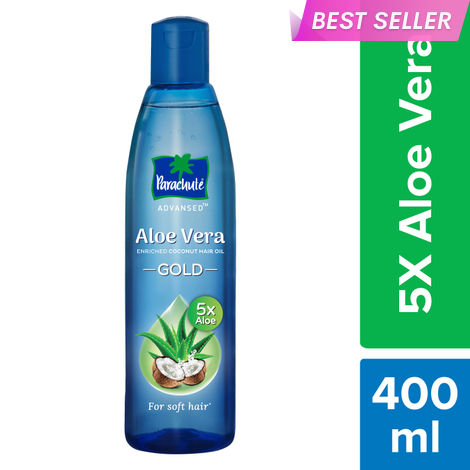 Buy Parachute Advansed Aloe Vera Enriched Coconut Hair Oil GOLD | 5X Aloe Vera with Coconut Oil| Makes hair Sooperr soft | 400ml-Purplle