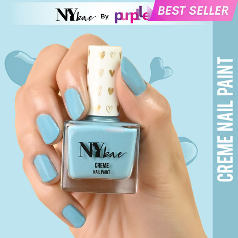 NY Bae Creme Nail Paint - Azure Blue 12 (10 ml) | Blue | Rich Pigment | Chip-proof | Full Coverage | Travel Friendly | Vegan