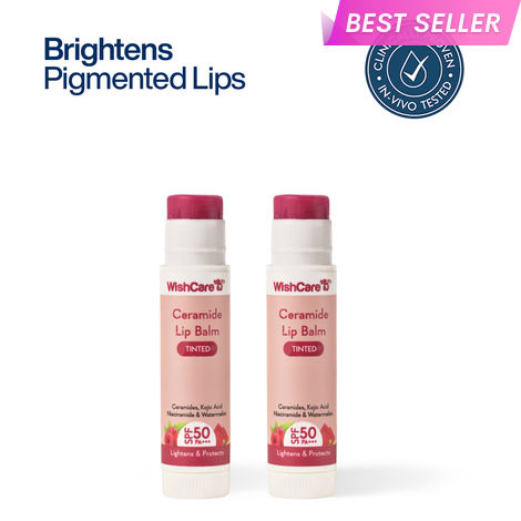 Buy WishCare Tinted Ceramide Lip Balm with SPF50 PA+++ - Kojic Acid & Niacinamide - For Brightens & Protect- Pack of 2-Purplle
