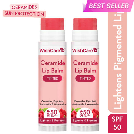 Buy WishCare Tinted Ceramide Lip Balm with SPF50 PA+++ - Kojic Acid & Niacinamide - For Brightens & Protect- Pack of 2-Purplle