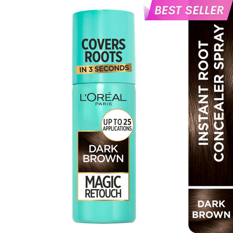 Buy L'Oreal Paris Magic Retouch Root Touch Up Hair Colour Spray, 2 Dark Brown - Temporary Hair Colour That Conceals Grey Hair, 75 ml-Purplle