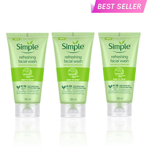 Buy Simple Refreshing Face Wash Trio (100 ml x 3)-Purplle