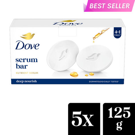 Buy Dove Serum Beauty Bar - Soft, Smooth, Moisturised Skin, 125 gm (Buy 4 Get 1 Free)-Purplle