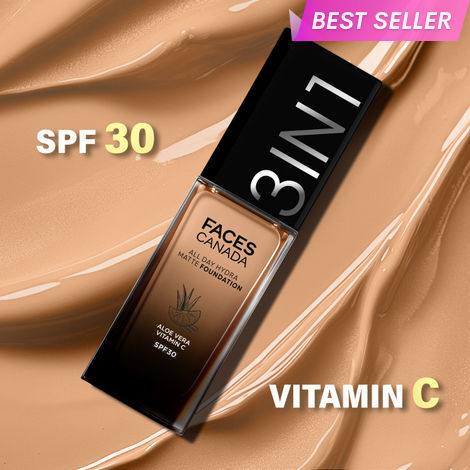 Buy FACES CANADA All Day Hydra Matte Foundation | 3-in-1 Foundation + Moisturizer + SPF30 | 10HR Long Wear | Buildable Coverage | Soft Sand 041, 30 ml-Purplle