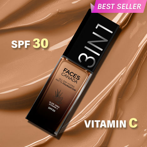 Buy FACES CANADA All Day Hydra Matte Foundation | 3-in-1 Foundation + Moisturizer + SPF30 | 10HR Long Wear | Buildable Coverage | Warm Sand 042, 30 ml-Purplle