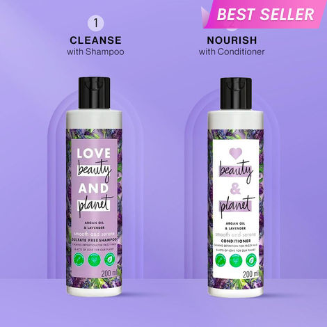 Buy Love Beauty Planet Natural Argan Oil and Lavender Anti-Frizz Smoothening Shampoo & Conditioner Combo 200 ml (Combo of 2)-Purplle
