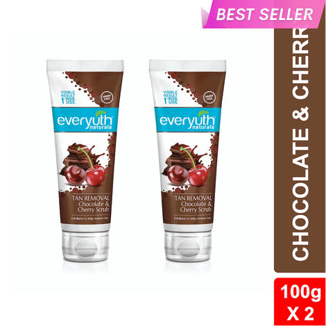 Buy Everyuth Naturals Tan Removal Chocolate & Cherry Scrub | D Tan, Detoxify & Cleanse | Paraben Free | Antioxidant Choco & Multi-Vitamin Cherries | For Oily, Dry, Normal, Combination & Sensitive Skin - 100 gm (Pack of 2)-Purplle