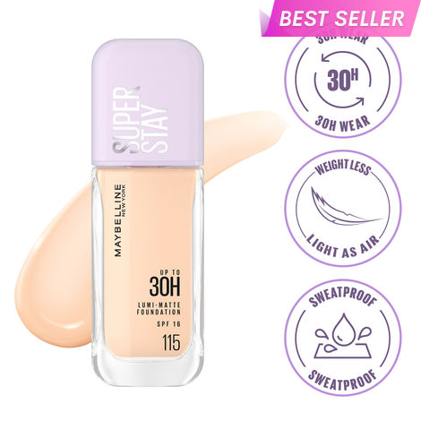 Buy Maybelline New York Super Stay Lumi-Matte Liquid Foundation 30H Longwear yet Light-As-Air, 115, 35 ml-Purplle