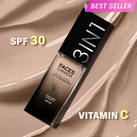 Buy FACES CANADA All Day Hydra Matte Foundation | 3-in-1 Foundation + Moisturizer + SPF30 | 10HR Long Wear | Buildable Coverage | Rich Ivory 013, 30 ml-Purplle