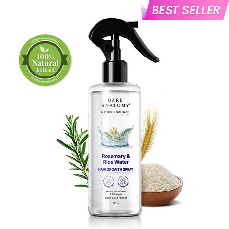 Buy Bare Anatomy Nature x Science Rosemary Water Spray for Hair Growth & Hair Thickness with Rice Water |100% Natural Extract | Soft & Smooth Hair| Controls Hairfall| Non-Greasy & Fast Absorbing | 200 ml-Purplle