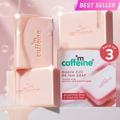Buy Mcaffeine Brightening Tan Removal Soap- 1% Kojic Acid & Glutathione - Pack Of 3X100 gm | Moisturizing Bath Soap With Tangy Guava Fizz Perfume-Purplle