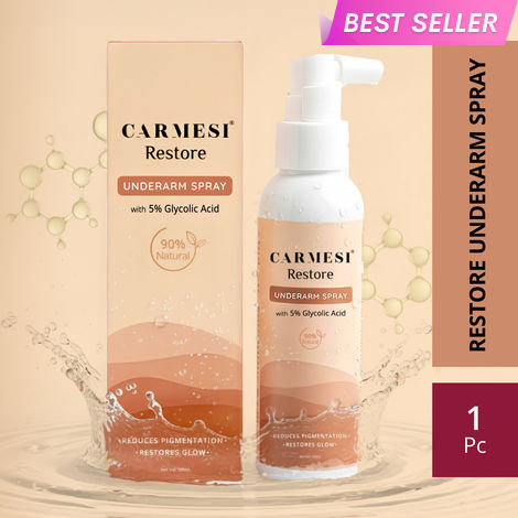 Buy Carmesi Restore Underarm Spray With 5% Glycolic Acid, 120 ml | Reduces Pigmentation & Restores Glow | 90% Natural | Dermatologically Tested | For All Skin Types | No Aluminium or Alcohol-Purplle