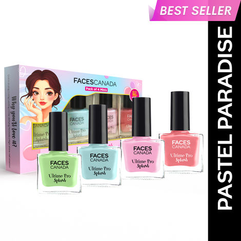 Buy FACES CANADA Ultime Pro Splash Mini Combo - Pastel Paradise, 22.4 ml | Quick Drying | Glossy Finish | Long Lasting | No Chip Formula | High Shine Nail Polish For Women | No Harmful Chemicals-Purplle