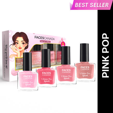 Buy FACES CANADA Ultime Pro Splash Mini Combo - Pink Pop, 20 ml | Quick Drying | Glossy Finish | Long Lasting | No Chip Formula | High Shine Nail Polish For Women | No Harmful Chemicals-Purplle