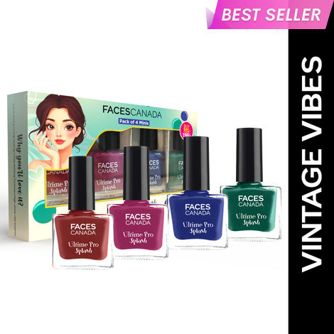 Buy FACES CANADA Ultime Pro Splash Mini Combo | Vintage Vibes, 22.4 ml | Quick Drying | Glossy Finish | Long Lasting | No Chip Formula | High Shine Nail Polish For Women | No Harmful Chemicals-Purplle