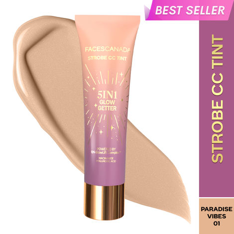 Buy FACES CANADA Strobe CC Tint - Paradise Vibes 01, 27 ml | 5-in-1 Serum + Moisturizer + Primer + BB/CC Cream + Strobe Cream | Lightweight | Radiant Dewy Glass Skin Glow | Niacinamide & Hyaluronic Acid | For Light to Medium Skin-Purplle