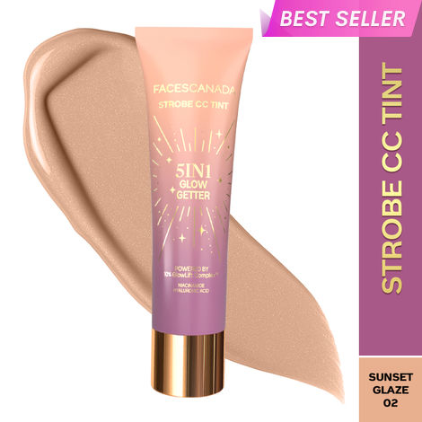 Buy FACES CANADA Strobe CC Tint - Sunset Glaze 02, 27 ml | 5-in-1 Serum + Moisturizer + Primer + BB/CC Cream + Strobe Cream | Lightweight | Radiant Dewy Glass Skin Glow | Niacinamide & Hyaluronic Acid | For Light to Medium Skin-Purplle