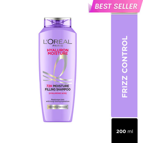 Buy L'Oreal Paris Hyaluron Moisture 72HR Moisture Filling Shampoo powered by Hyaluronic Acid, for Frizz-free, Hydrated and Bouncy Hair Full of Life | 200 ml-Purplle