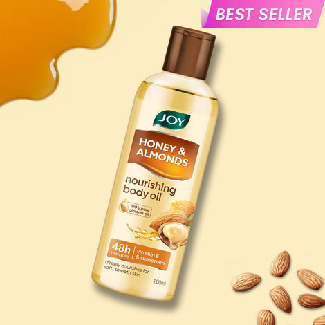 Buy Joy Honey & Almonds Body Oil – After-Bath Daily-Use Badam Massage Oil with Vitamin E & Sunscreen | Full-Body Relaxation, Dry-Skin & Summer Moisture | 200 ml-Purplle