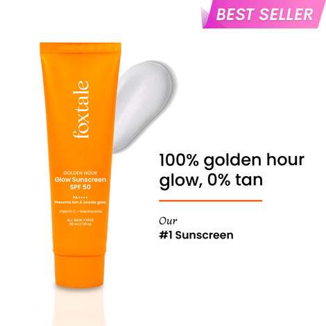 Buy Foxtale Glow Sunscreen SPF 50 PA++++ Lightweight with Vitamin C and Niacinamide | Fast Absorbing | UVA and UVB filters | Prevents Tanning | No White Cast | Non-Greasy | For Men & Women | All Skin Types – 30 ml-Purplle