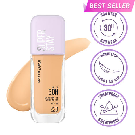 Buy Maybelline New York Super Stay Lumi-Matte Liquid Foundation 30H Longwear yet Light-As-Air, 220, 35 ml-Purplle