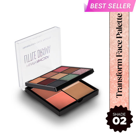 Buy Hilary Rhoda Transform Face Palette | 9 Eyeshadows | 2 Blushes | Highlighter & Contour | Highly Pigmented | Available in 2 Variants | Matte & Shimmer Finish | All-in-One Kit | 18 gm (Little Drama - Shade 02)-Purplle