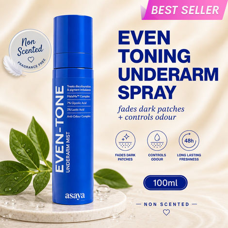 Buy Asaya Even Tone Mist for Dark Underarm | 7% Glycolic Acid Spray with 3% Lactic Acid & MelaMe™ Complex | Helps fade dark underarm patches | Brightens Skin & Exfoliates Underarm | Controls Odour & Fades Darkness | For Women & Men | 100 ml-Purplle