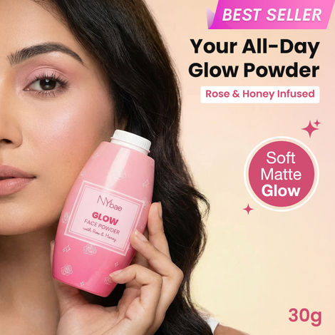 Buy NY Bae Glow Face Powder with Rose & Honey | Soft Matte Finish | Controls Oil & Shine | Instant Fresh Glow | Lightweight, Feather-Light Texture | Brightens Dull Skin | Daily Setting Powder for All Skin Types – 30 gm-Purplle