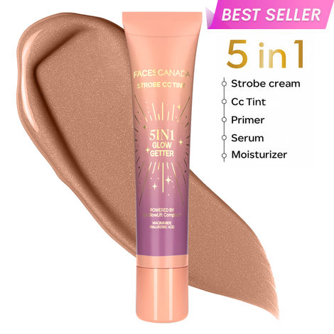 Buy FACES CANADA Strobe CC Tint Mini- Twilight Veil 03, 18 ml | 5-in-1 Serum + Moisturizer + Primer + BB/CC Cream + Strobe Cream | Lightweight | Radiant Dewy Glass Skin Glow | Niacinamide & Hyaluronic Acid | For Medium To Tan Skin-Purplle
