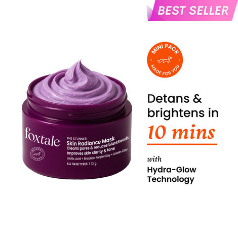 Buy Foxtale De-Tan Skin Radiance Mask, With Lactic Acid, Brazilian Purple Clay & Kaolin Clay 12 gm-Purplle