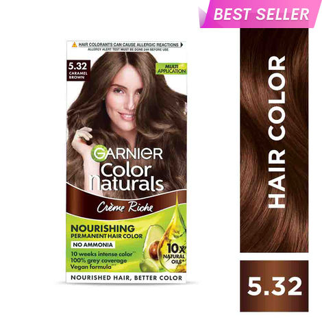 Buy Garnier Color Naturals Creme hair color, Shade 5.32 Caramel Brown (70 ml + 60 gm)-Purplle