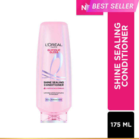 Buy L'Oreal Paris Glycolic Gloss Shine Sealing Conditioner, Powered By 4% Glycolic Acid, for Dull Hair, Smoothens Hair Fiber For 3X More Gloss, 175 ml-Purplle