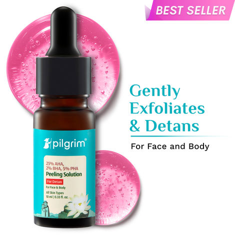 Buy Pilgrim 25% AHA 2% BHA 5% PHA Face Peeling Solution Detan & Exfoliate Dead Skin For Glowing Skin | For Men & Women | Face Pigmentation Acne Marks & Blemishes 10 ml-Purplle
