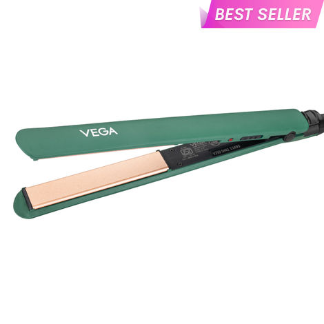 Buy VEGA Salon Smooth Hair Straightener for Women with Ceramic Coated Plates, Quick Heatup & Travel Friendly, Travel Lock, Suitable for All Hair Types, 1 Year Warranty, Green (VHSH-42) 1 pc-Purplle