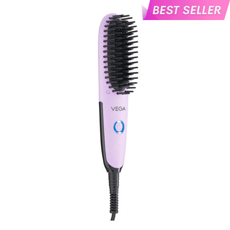 Buy Vega Mini Hair Straightening Brush for Women with Thermoprotect Technology, Ceramic Coated Bristles & 2 Heat Settings, Automatic Cut-Off, (Go Mini Series, VHSB-05) 1 pc-Purplle