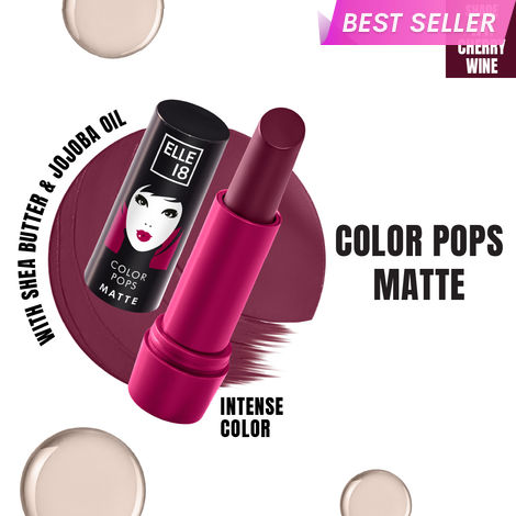 Buy Elle 18 Color Pops Matte Lipstick, Cherry Wine, Moisturising Matte | 4.3 gm-Purplle