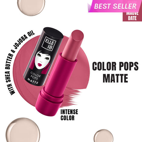 Buy Elle 18 Color Pops Matte Lipstick, Mauve Date, Moisturising Matte| 4.3 gm-Purplle