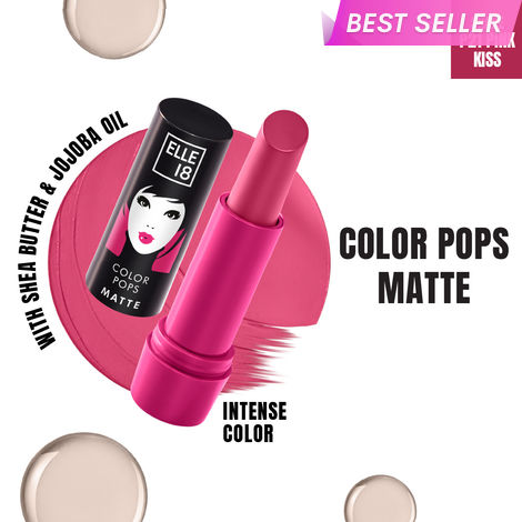 Buy Elle 18 Color Pops Matte Lipstick, Pink Kiss, Moisturising, Infused with Jojoba Oil | 4.3 gm-Purplle