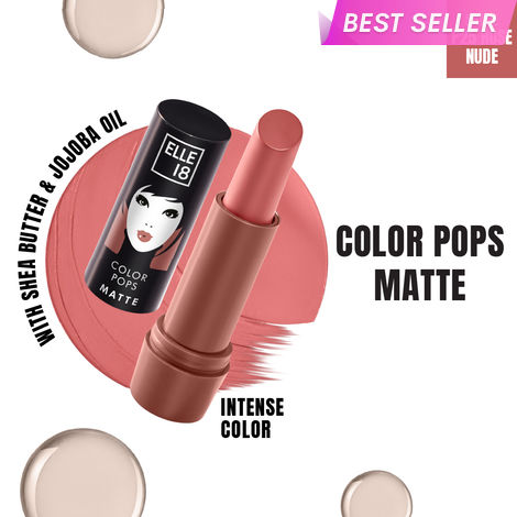 Buy Elle 18 Color Pops Matte Lipstick, Rose Nude, Moisturising, Infused with Jojoba Oil | 4.3 gm-Purplle