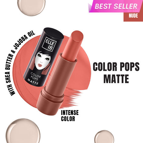 Buy Elle 18 Color Pops Matte Lipstick, Tan Nude, Moisturising, Infused with Jojoba Oil | 4.3 gm-Purplle