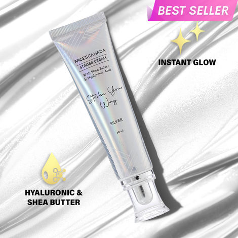 Buy FACES CANADA Strobe Cream - Silver, 30 ml | Primer + Highlighter + Moisturizer | Shea Butter & Hyaluronic Acid | Intense Hydration | Flawless Radiant Dewy Skin | Illuminating & Glowing Makeup Base-Purplle