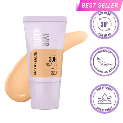 Buy Maybelline New York Super Stay Lumi-Matte Foundation- 220,  30H Wear, Lightweight, Suitable for all Skin Types, Soft Glow, Buildable Coverage - 18 ml-Purplle