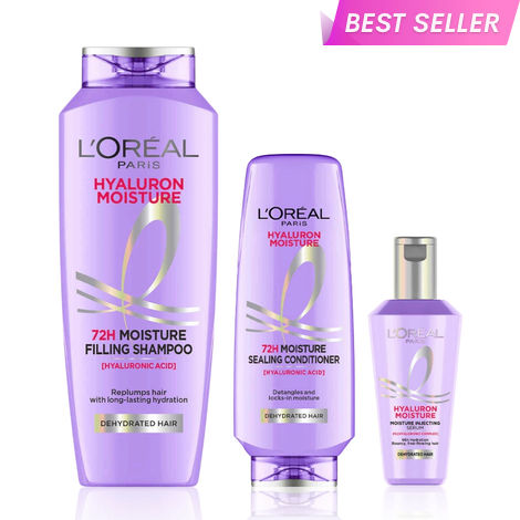 Buy L'Oreal Paris Hyaluron Power Trio: Hyaluron Moisture Shampoo (340 ml)+ Hyaluron Moisture Conditioner (180 ml)+ Hyaluron Moisture Hair Serum(80 ml) Combo of 3-Purplle