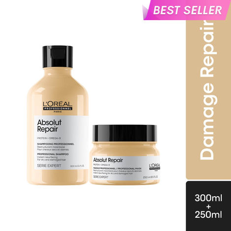 Buy L'Oreal Professionnel Absolut Repair Lipidium Masque (250 ml)+ L'Oreal Professionnel Absolut Repair Lipidium Shampoo (300 ml) Combo of 2-Purplle