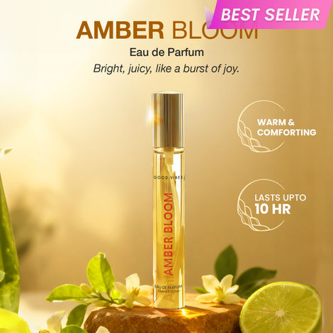 Buy Good Vibes Amber Bloom Eau De Parfum for Women | Long-Lasting Warm Citrus-Floral Fragrance | Green Lemon, Orange Blossom & Vanilla Notes Premium Skin-Safe, Travel-Friendly Pocket Perfume for Women & Girls – 15 ml-Purplle