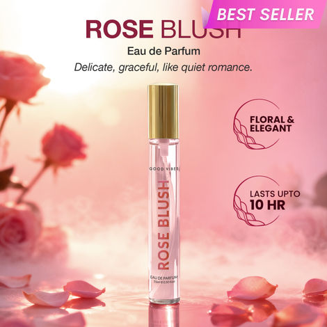 Buy Good Vibes Rose Blush Eau de Parfum – Rose & Vanilla Musk | Soft Floral Perfume | Romantic, Elegant & Sweet Scent | Long-Lasting up to 10 Hours | Travel-Friendly Feminine Pocket Perfume for Women – 15 ml-Purplle
