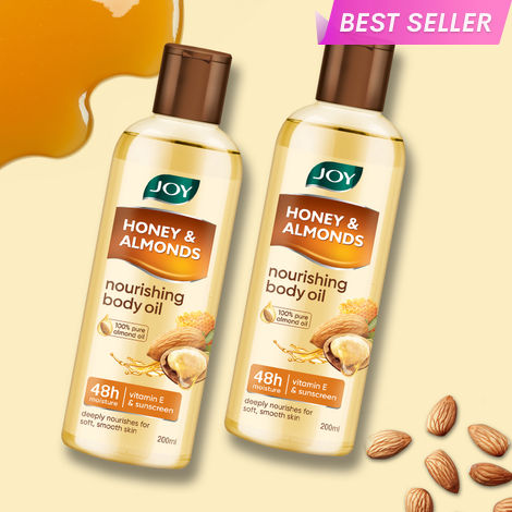 Buy Joy Honey & Almonds Body Oil for Women & Men (200 ml x2) | Nourishing Body Oil with Vitamin E & Sunscreen for All Skin Types | Daily Use Body Massage Oil After Bath for Moisturizing Dry Skin Pack of 2-Purplle