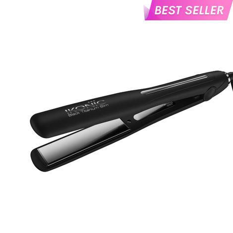 Buy IKONIC PROFESSIONAL Black Titanium Slim Hair Straightener With Digital Heat Control And 1 Inch Slim Titanium Floating Plate -Black 1 pc-Purplle