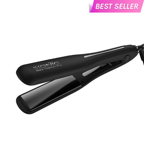 Buy IKONIC PROFESSIONAL Black Titanium Pro Hair Straightner With 1.5 Inch Floating Titanium Plate And Digital Temperature Monitor 1 pc-Purplle