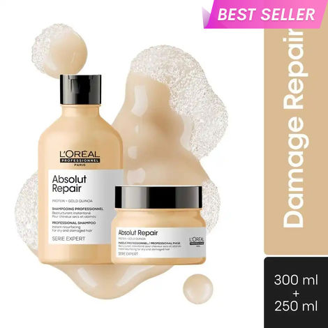 Buy L'Oreal Professionnel Serie Expert Absolut Repair Shampoo + Mask Combo of 2 Provides Deep Conditioning & Strength (300 ml + 250 gm)-Purplle